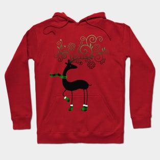 Pretty Reindeer Buffalo Plaid Deer Winter Christmas Hoodie
